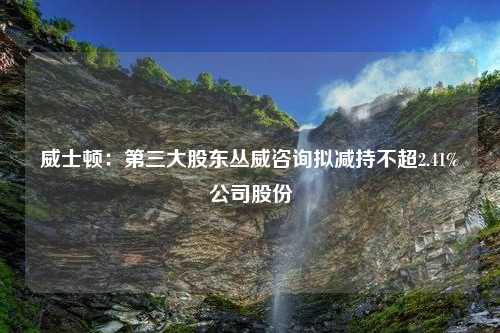 威士顿：第三大股东丛威咨询拟减持不超2.41%公司股份