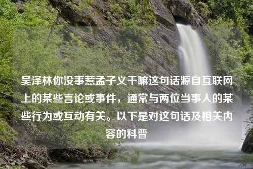 吴泽林你没事惹孟子义干嘛这句话源自互联网上的某些言论或事件，通常与两位当事人的某些行为或互动有关。以下是对这句话及相关内容的科普